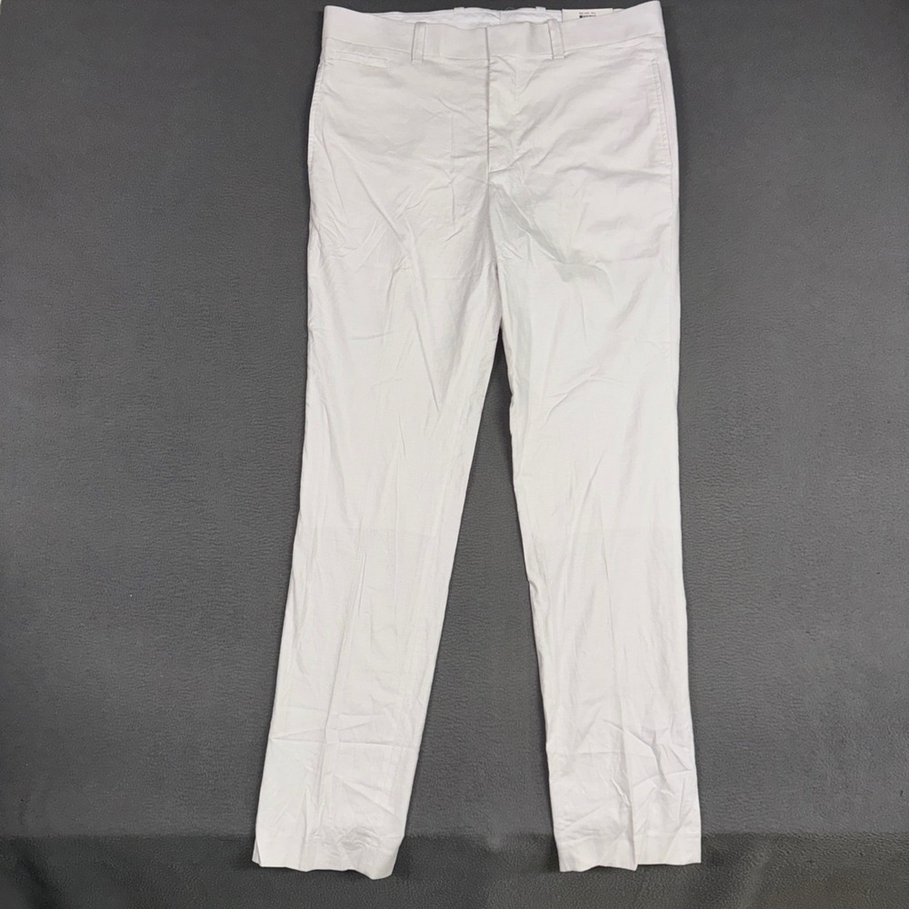 INC International Concepts Pants Mens 40x36 White Slim Straight Linen Blend NWT